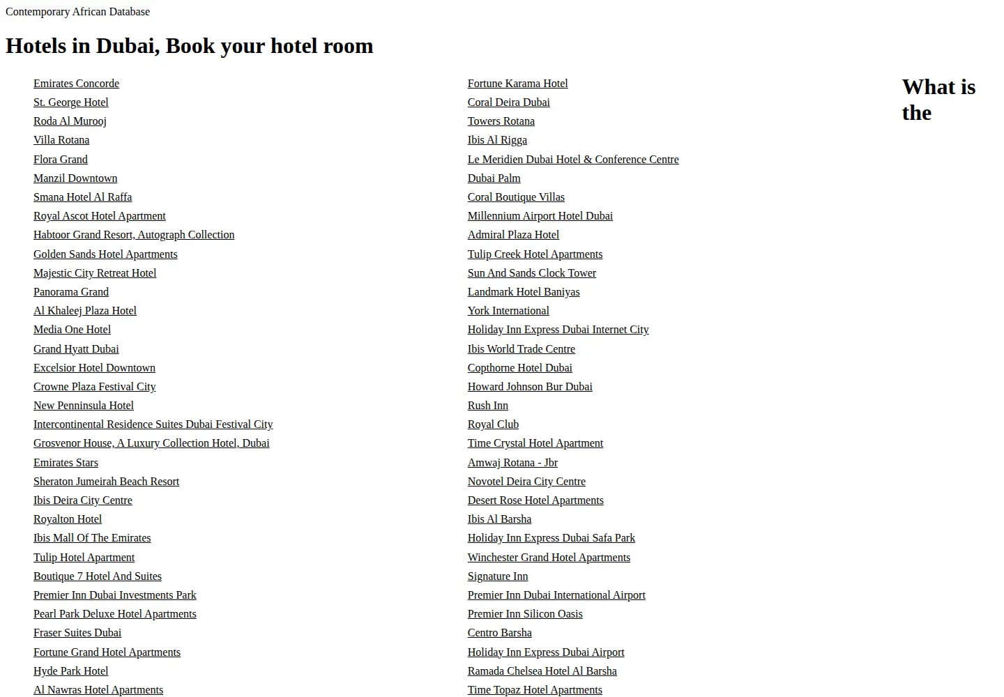 Screenshot of africadatabase.org