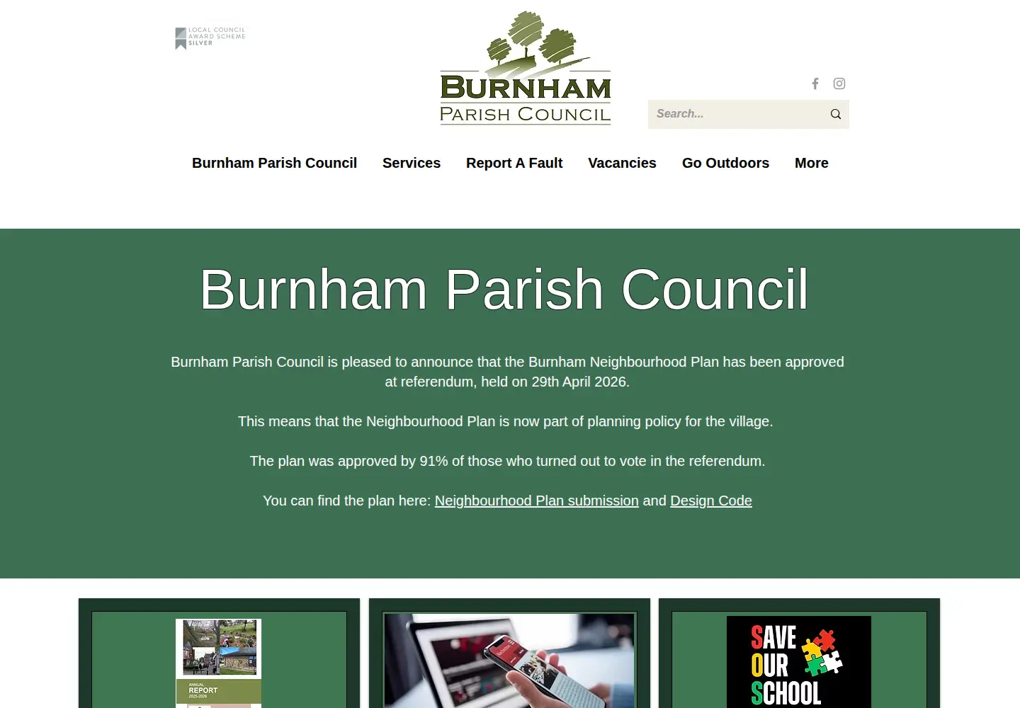 Captured homepage of burnhamparish.gov.uk in the current scan