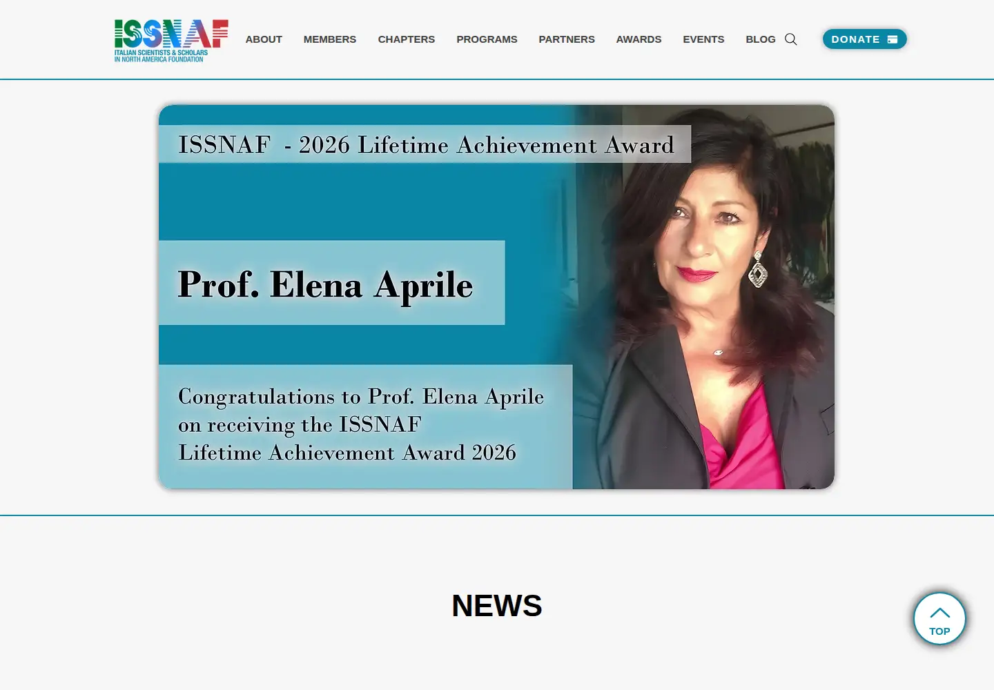 Captured homepage of issnaf.org in the current scan