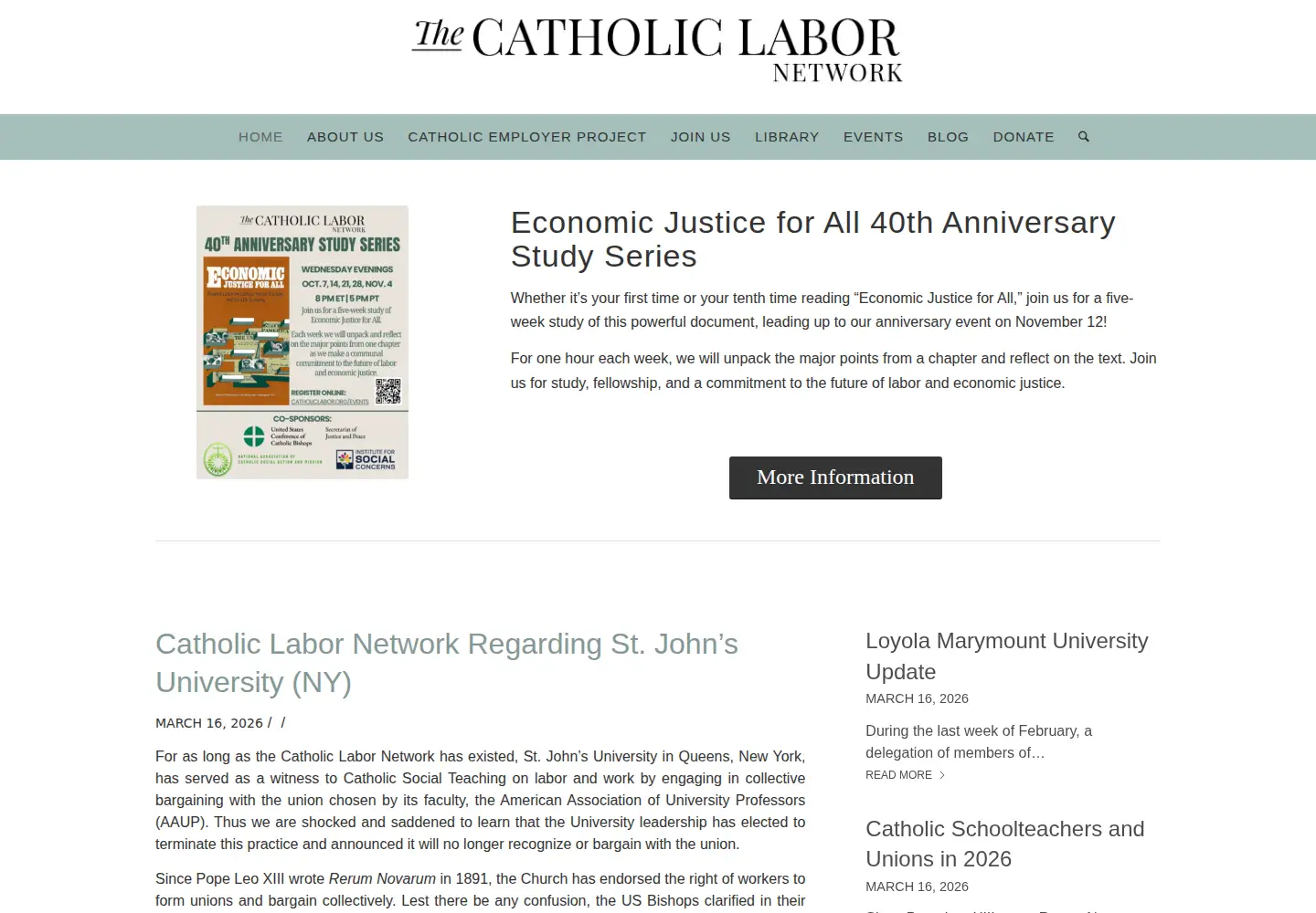 Screenshot of catholiclabor.org