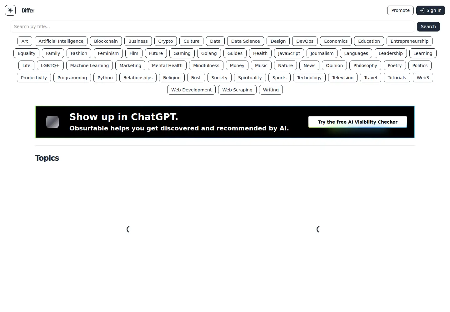 Screenshot of differ.blog