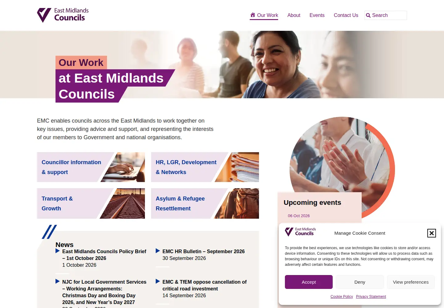 Screenshot of emcouncils.gov.uk
