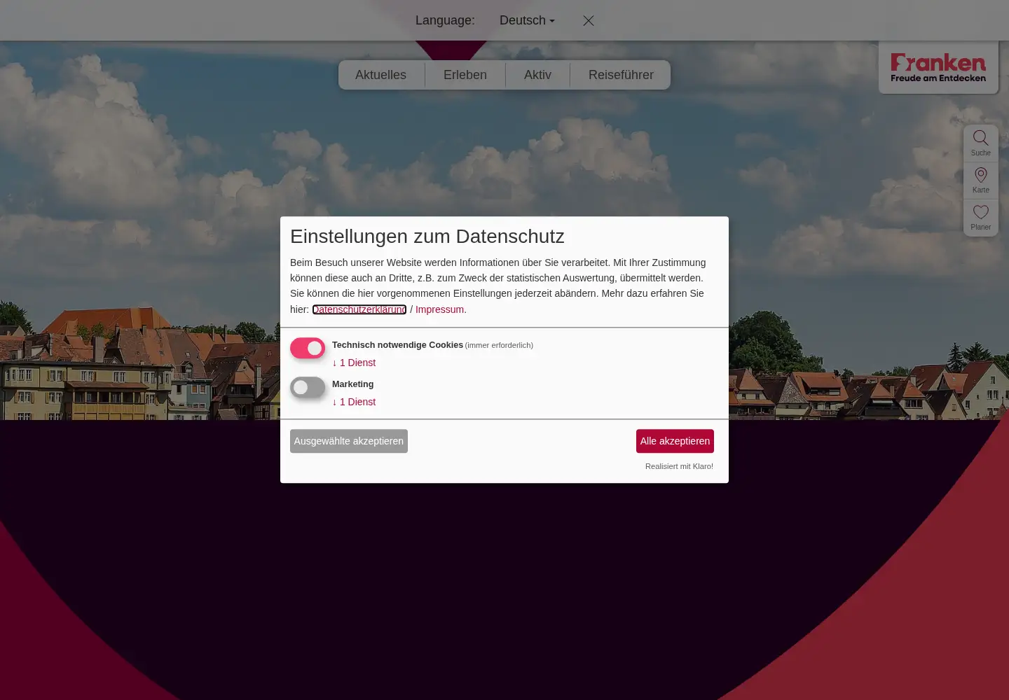 Screenshot of frankentourismus.de