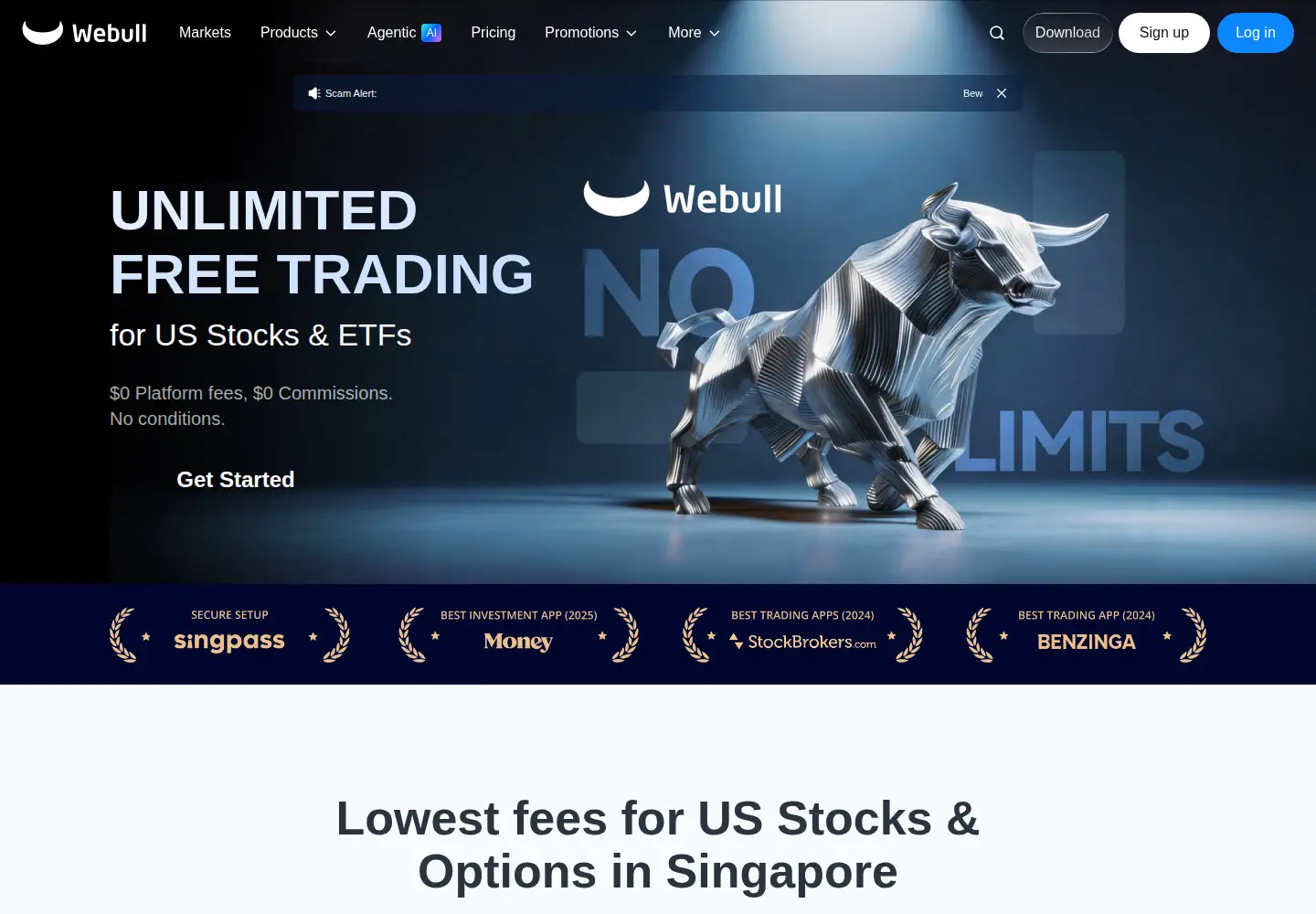 Captured homepage of webull.com.sg in the current scan