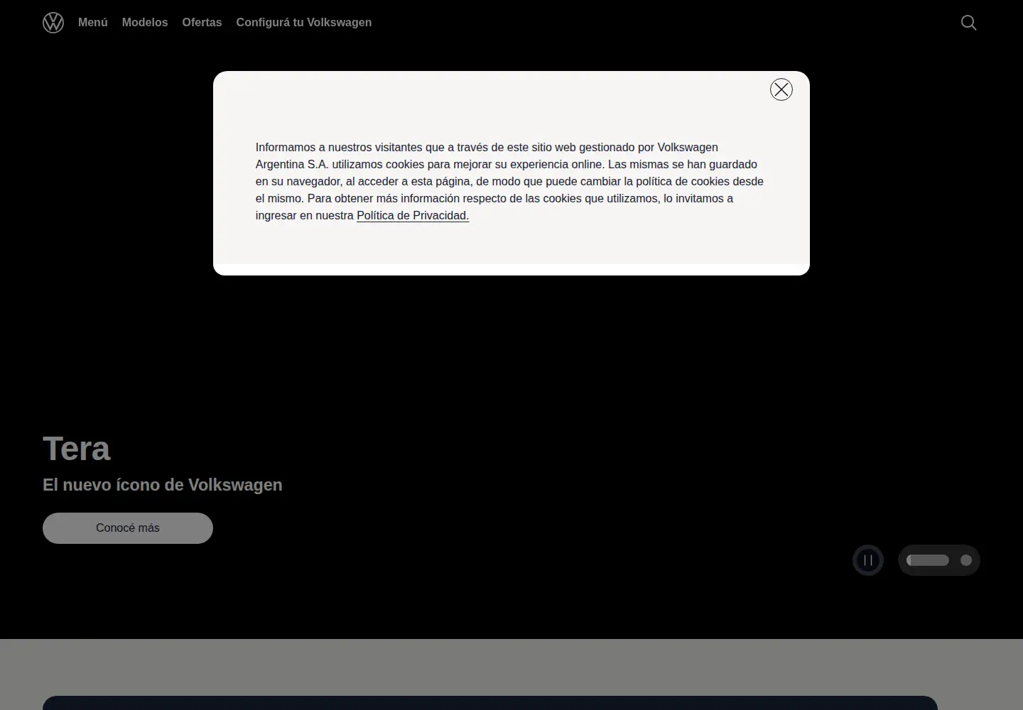Screenshot of volkswagen.com.ar