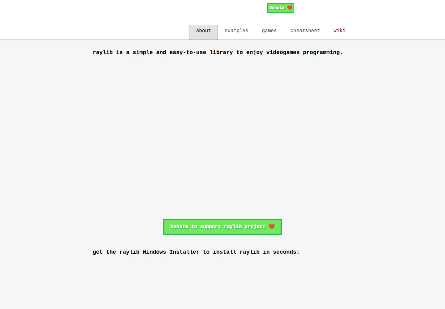 Screenshot of raylib.com