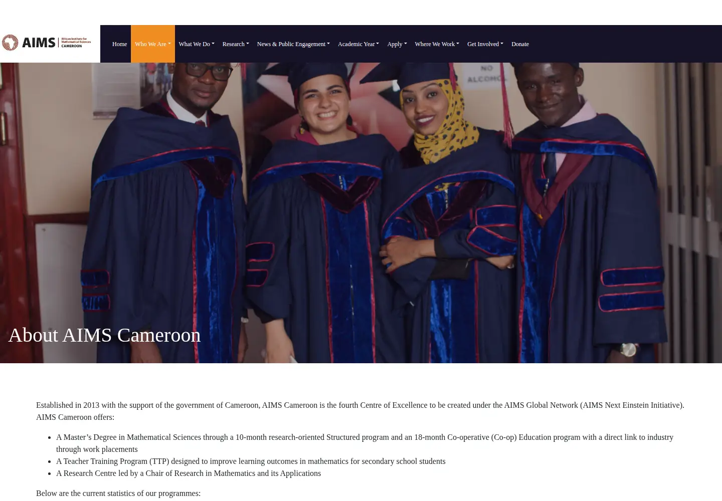 Screenshot of aims-cameroon.org