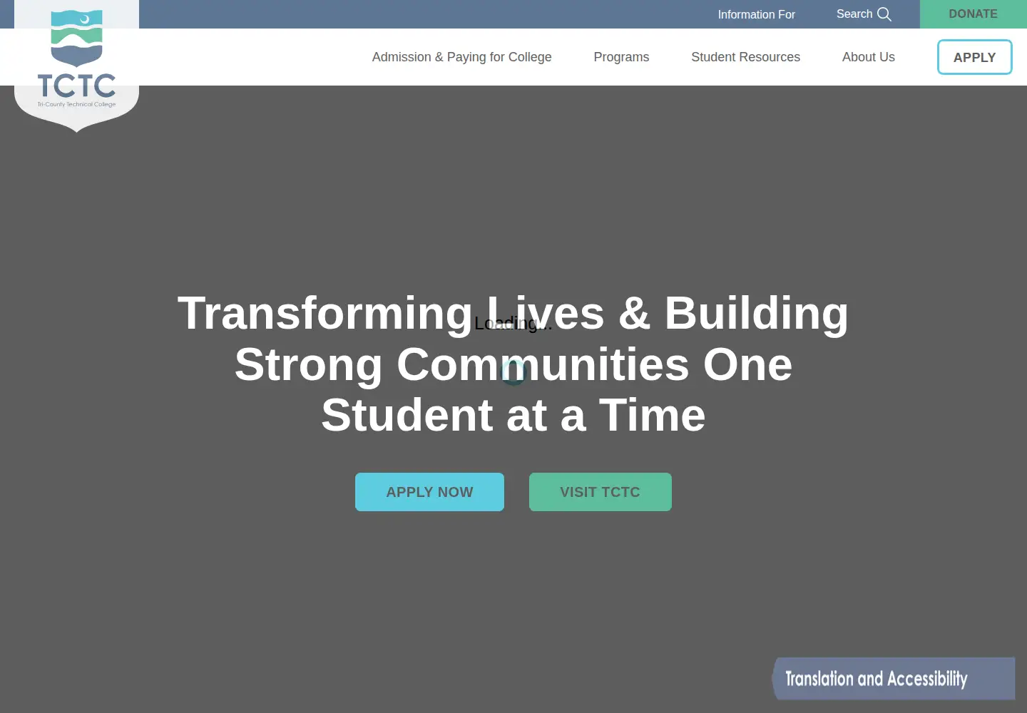 Screenshot of tctc.edu