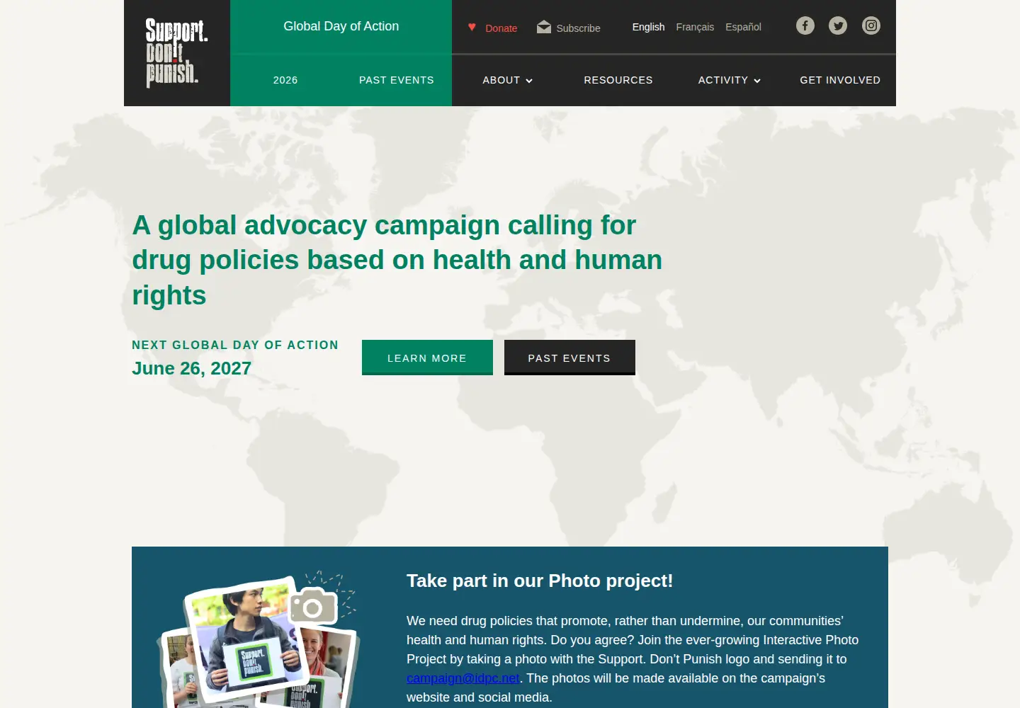 Screenshot of supportdontpunish.org