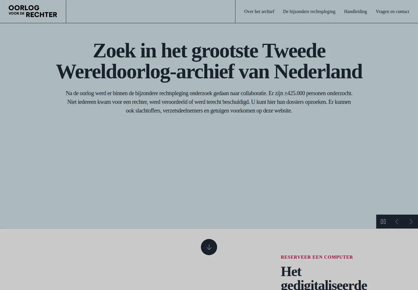 Screenshot of oorlogvoorderechter.nl