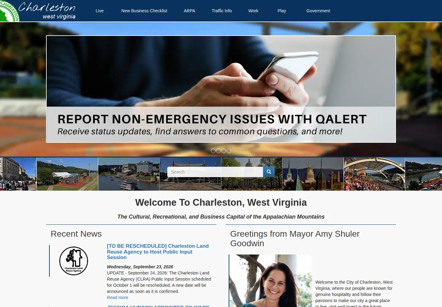 Captured homepage of charlestonwv.gov in the current scan