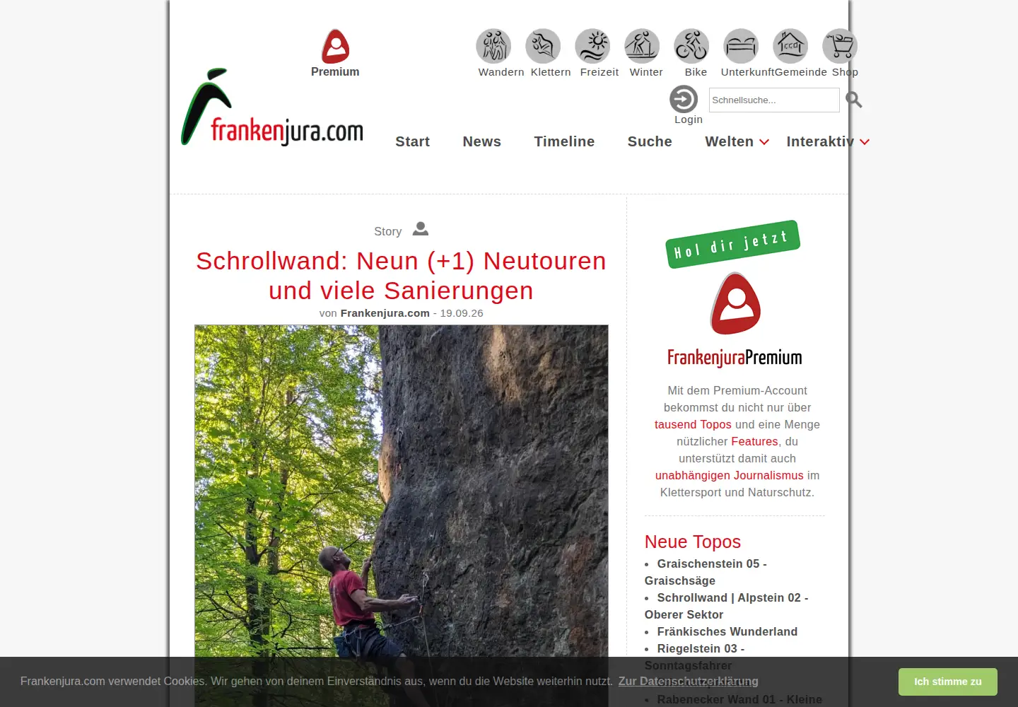 Captured homepage of frankenjura.com in the current scan
