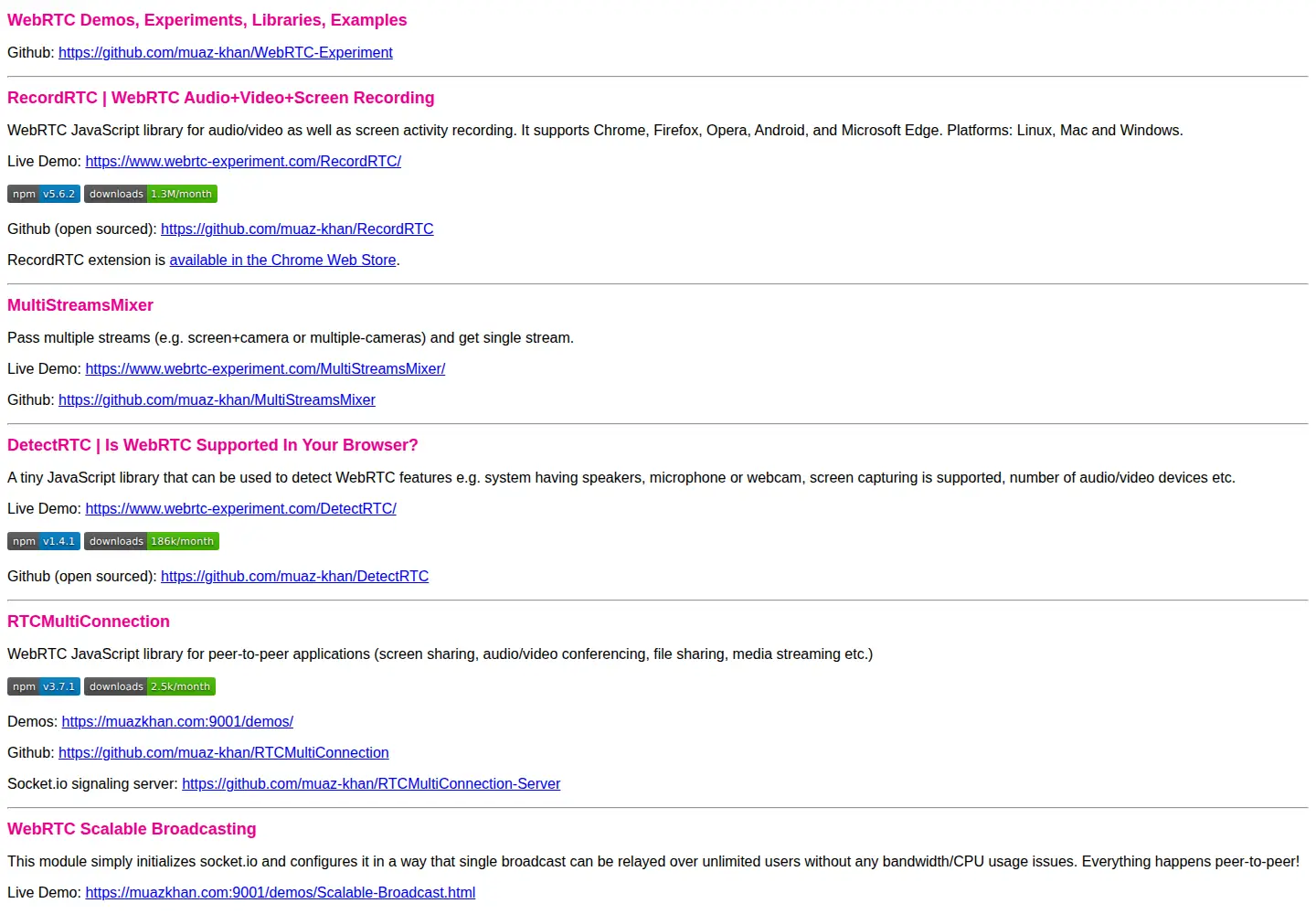 Screenshot of webrtc-experiment.com