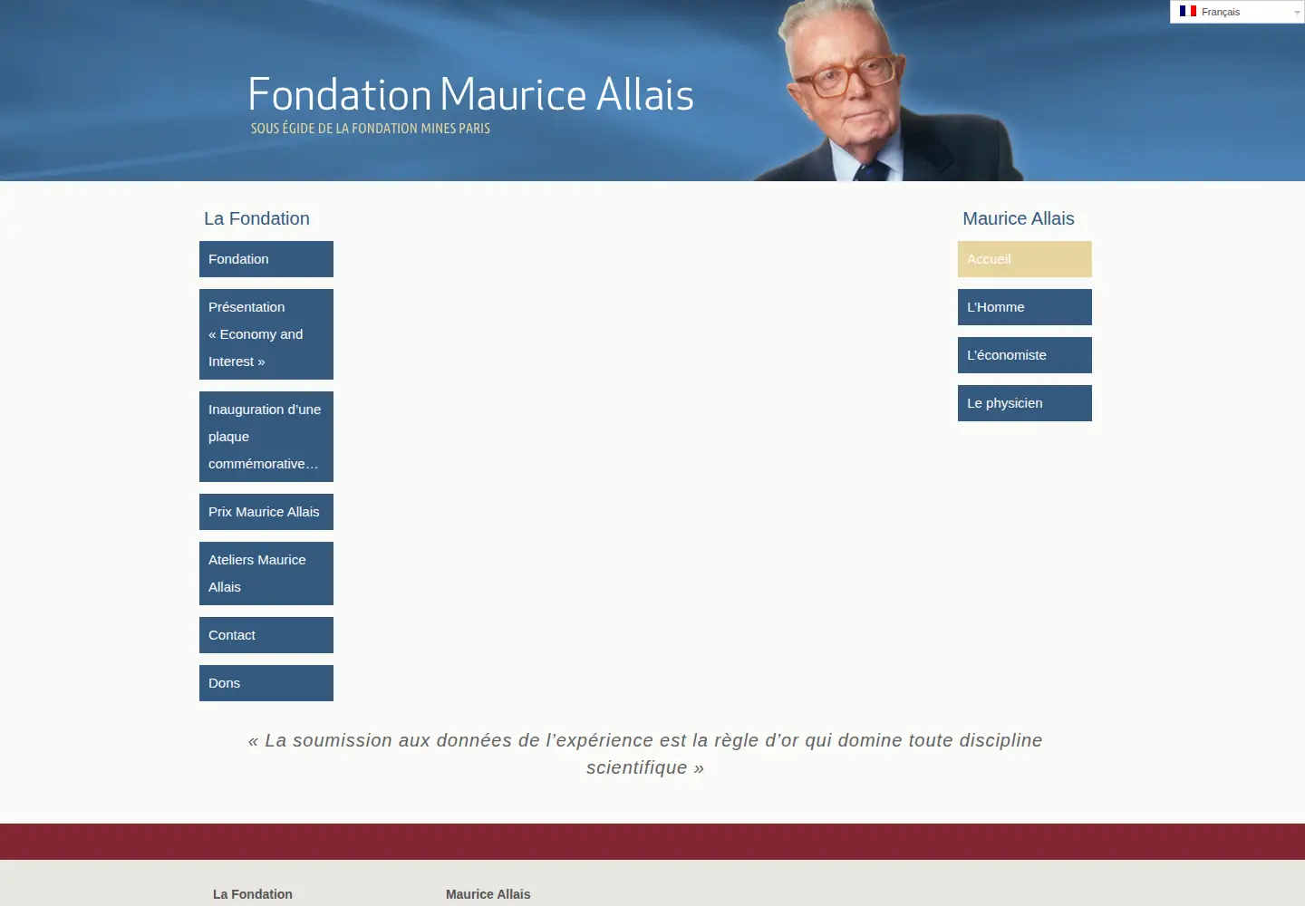 Screenshot of fondationmauriceallais.org