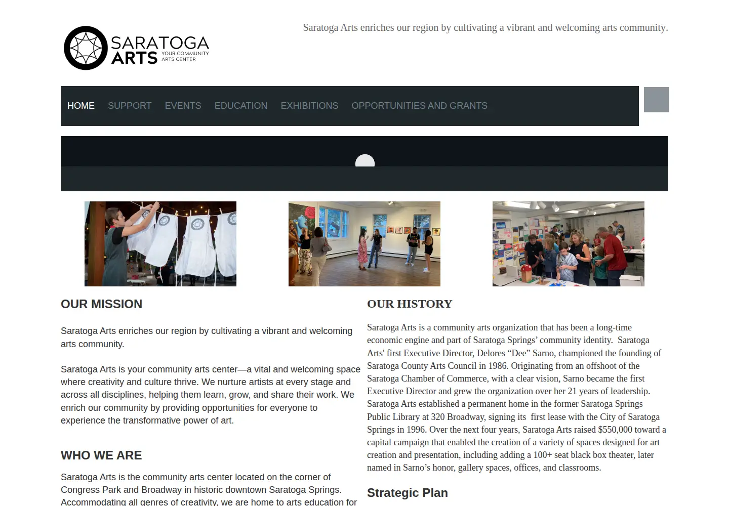 Screenshot of saratoga-arts.org