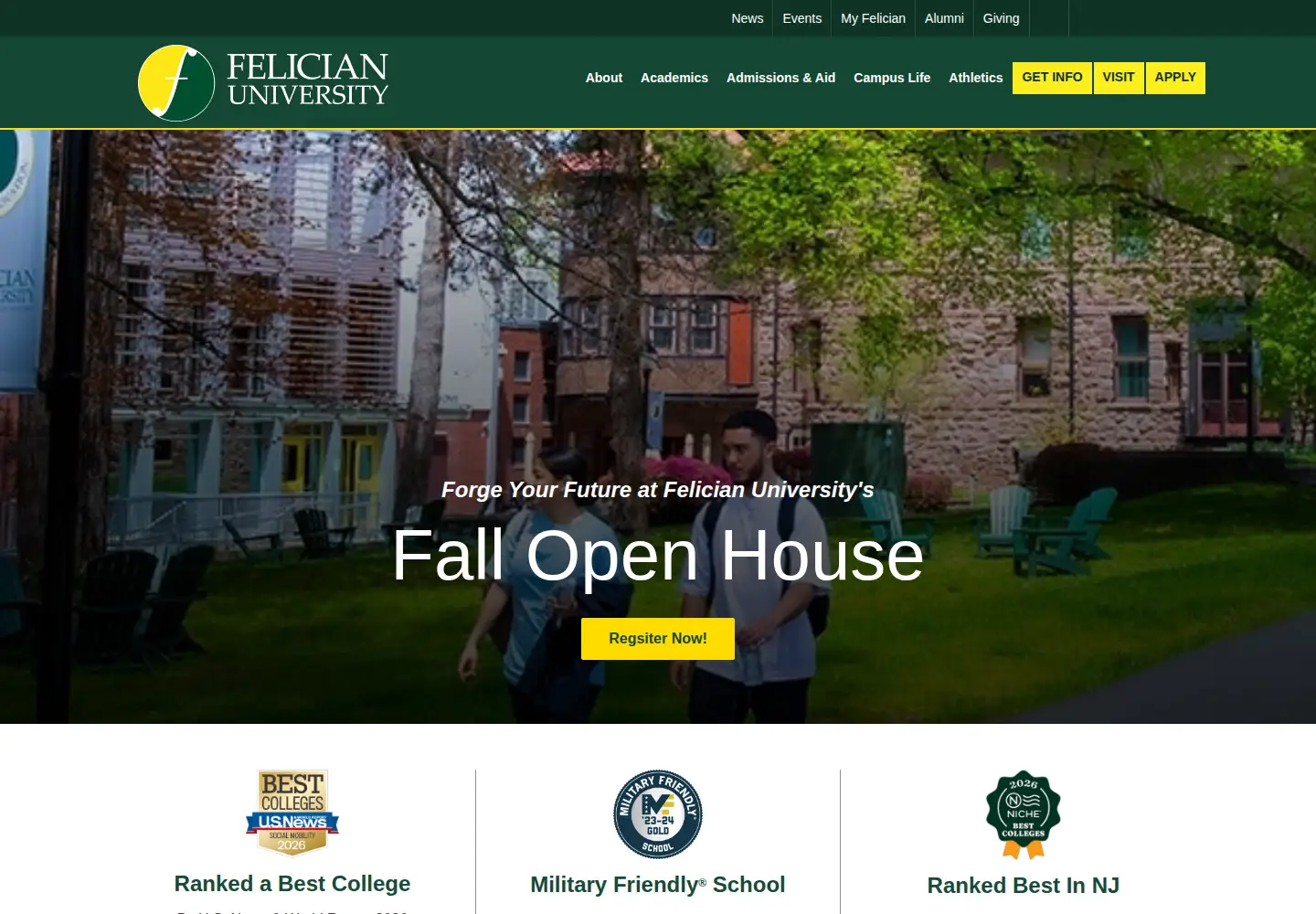 Screenshot of felician.edu