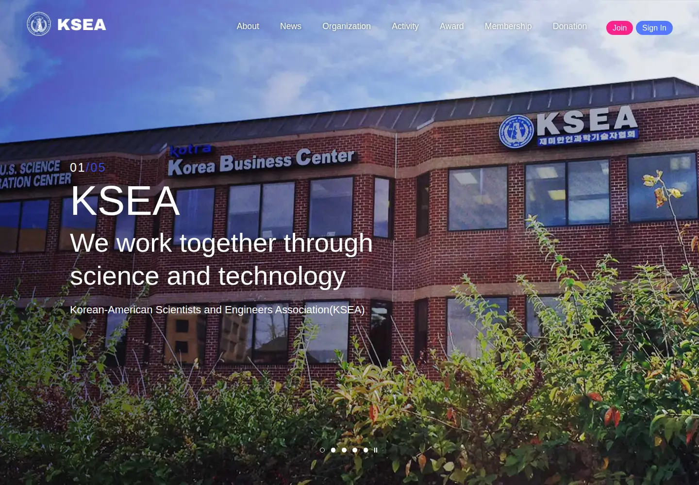 Captured homepage of ksea.org in the current scan