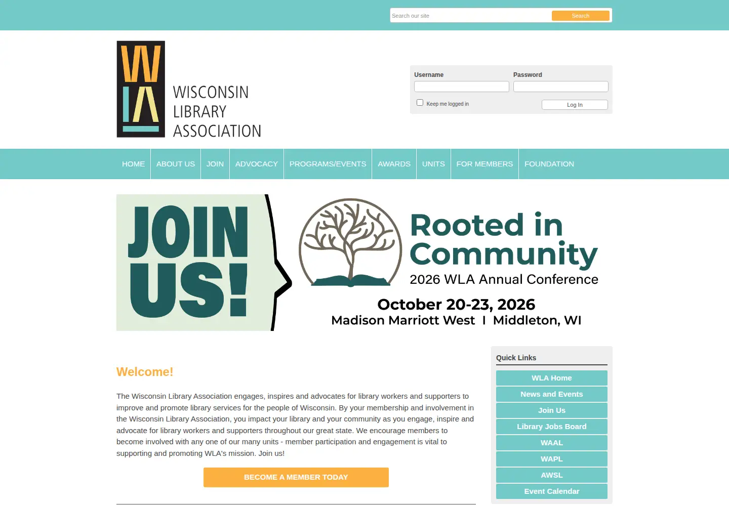 Screenshot of wisconsinlibraries.org