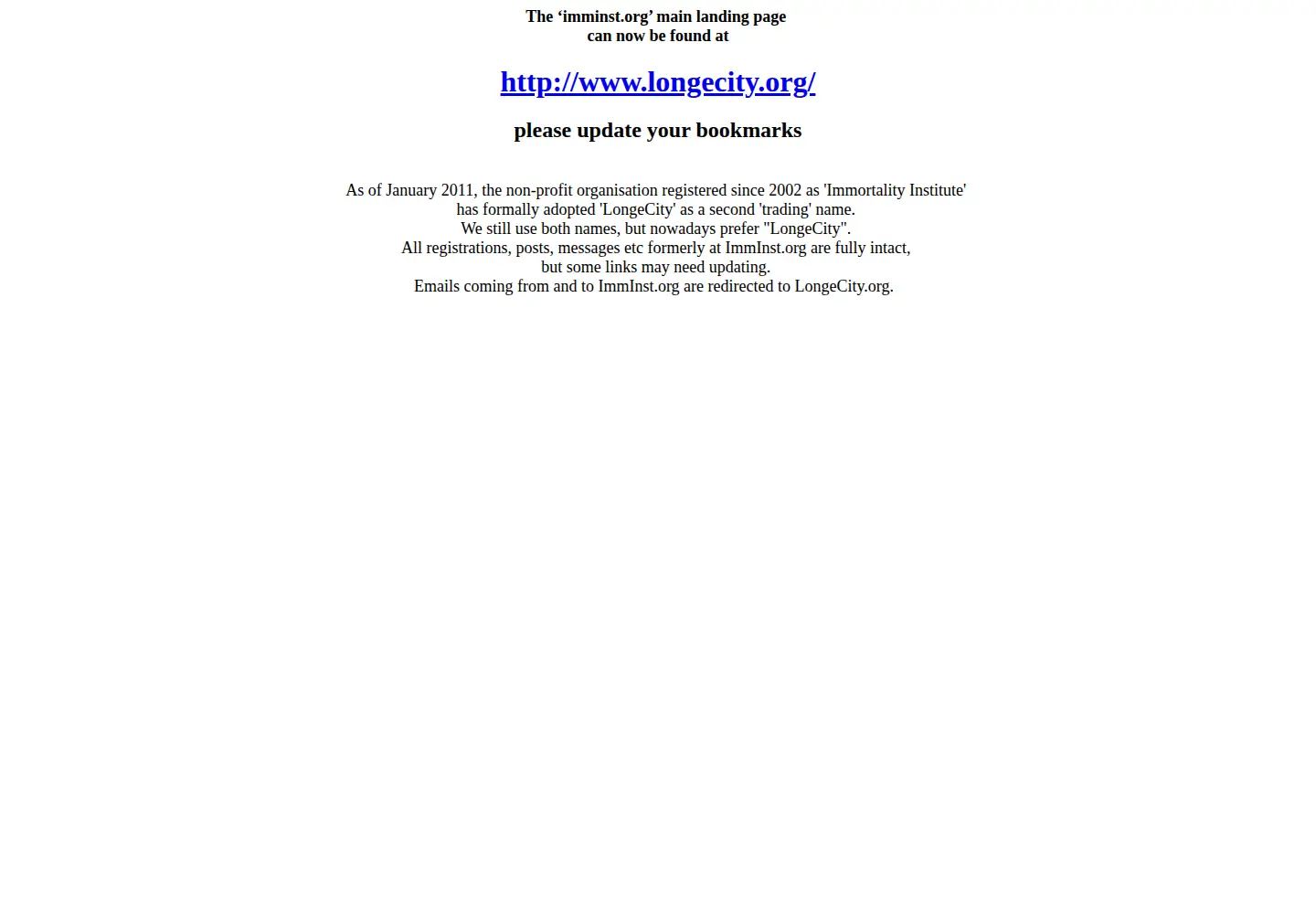 Captured homepage of imminst.org in the current scan