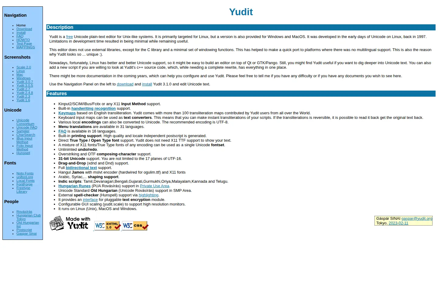 Captured homepage of yudit.org in the current scan