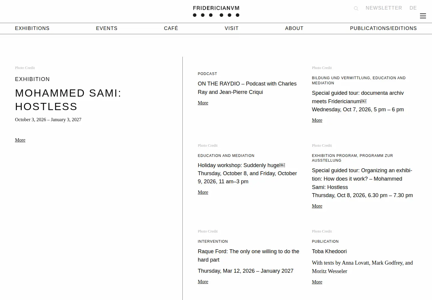 Screenshot of fridericianum.org