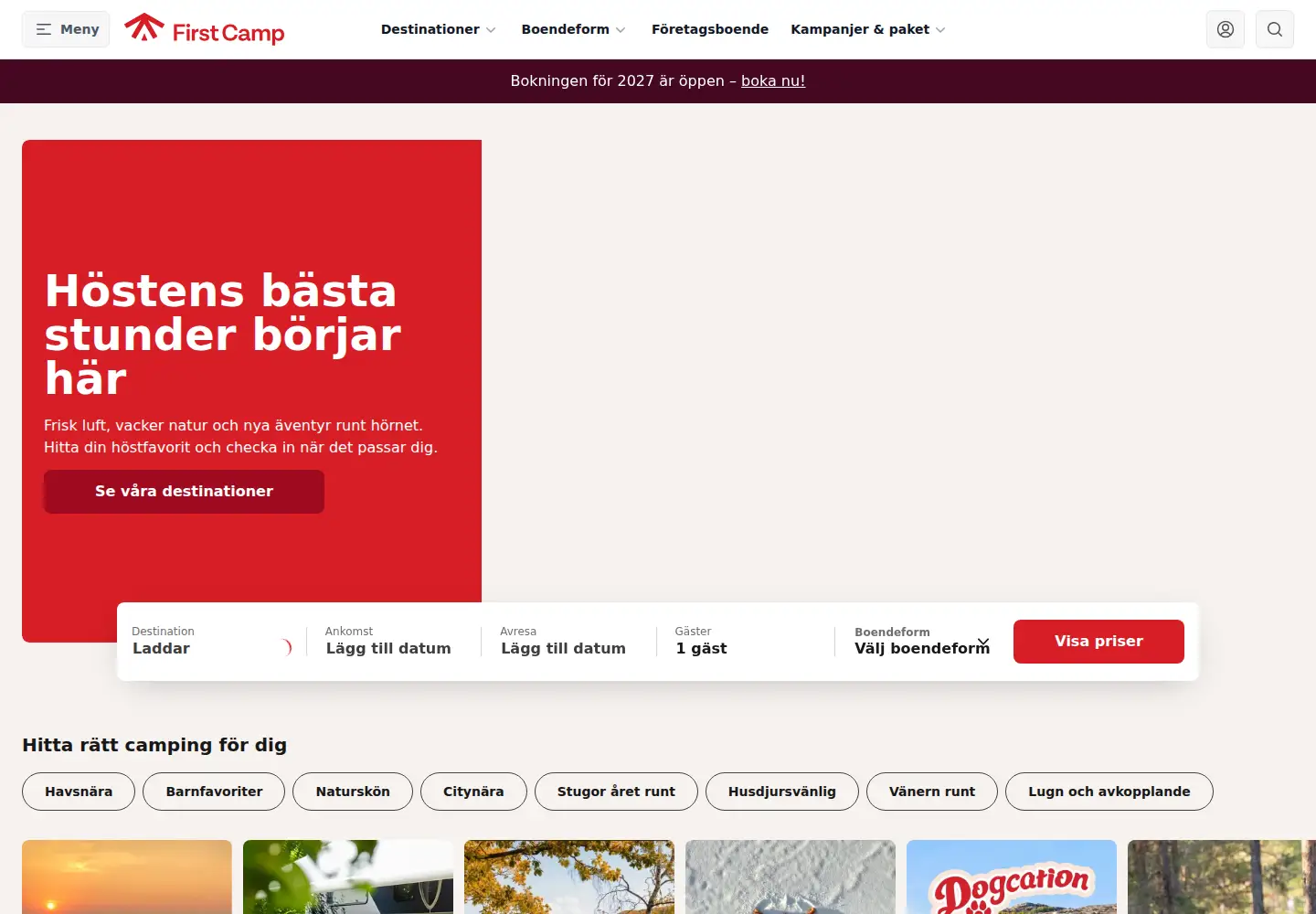 Captured homepage of firstcamp.se in the current scan