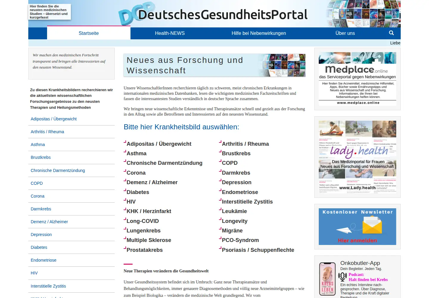 Screenshot of deutschesgesundheitsportal.de