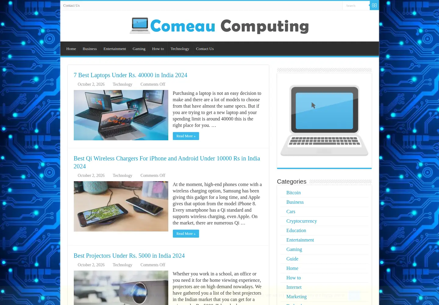 Captured homepage of comeaucomputing.com in the current scan