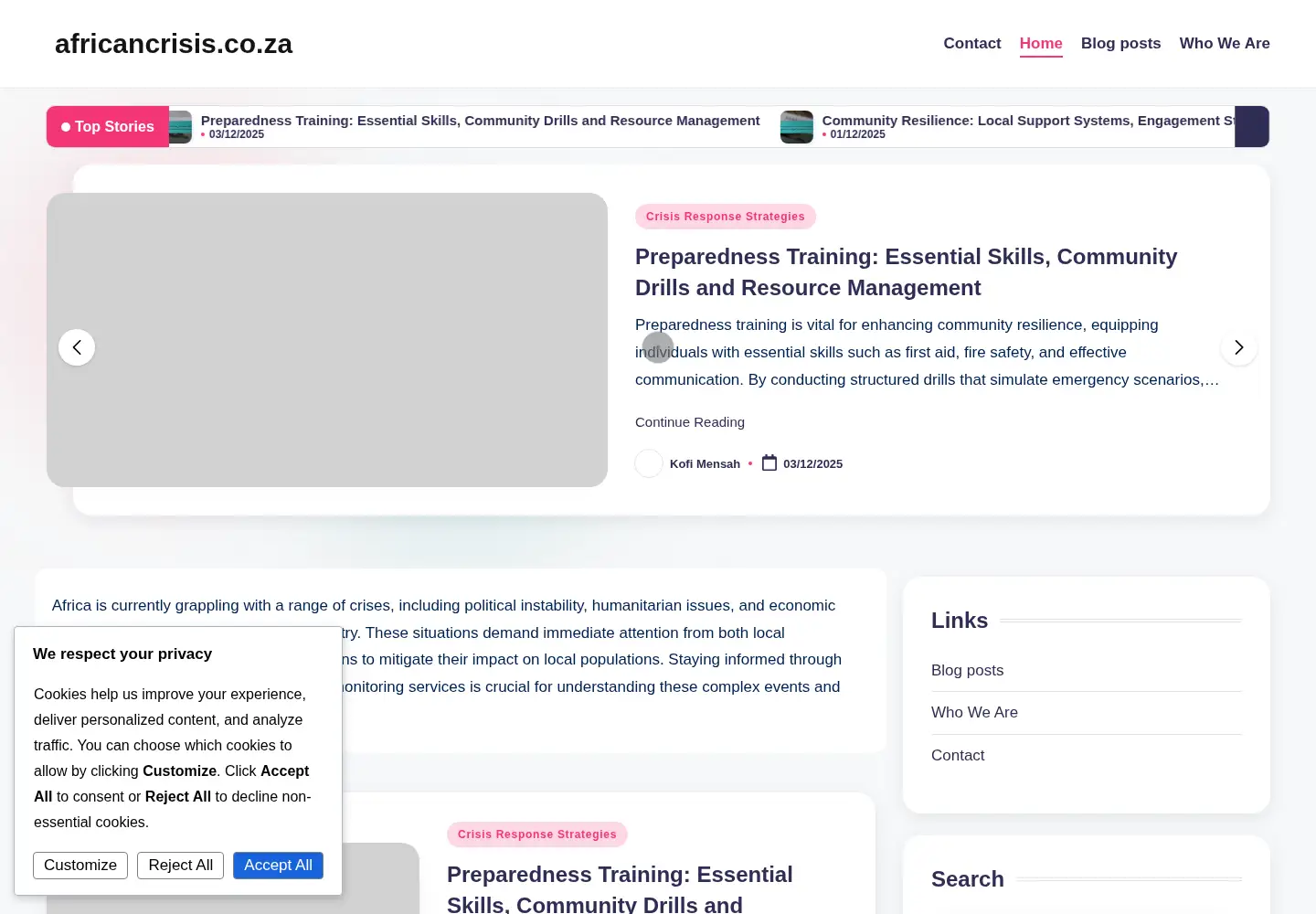 Screenshot of africancrisis.co.za