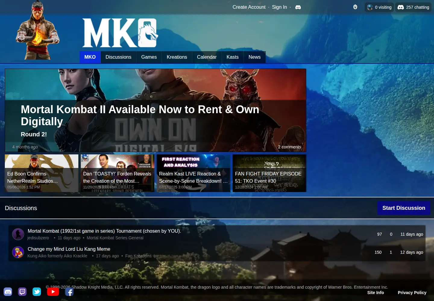 Screenshot of mortalkombatonline.com