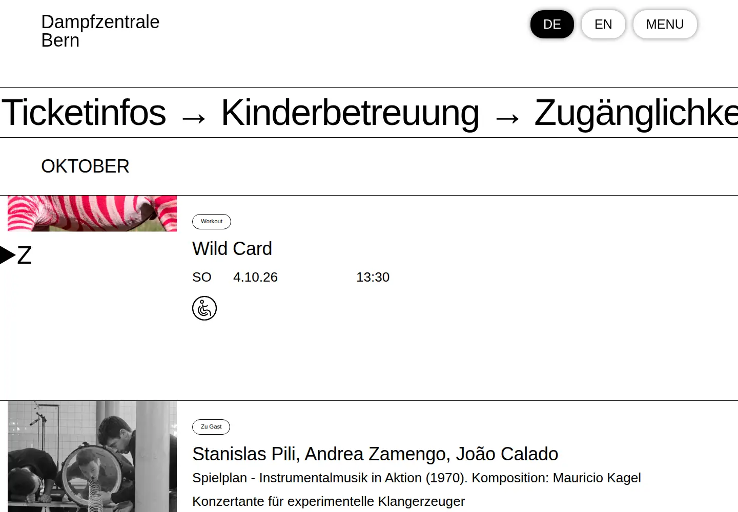 Captured homepage of dampfzentrale.ch in the current scan