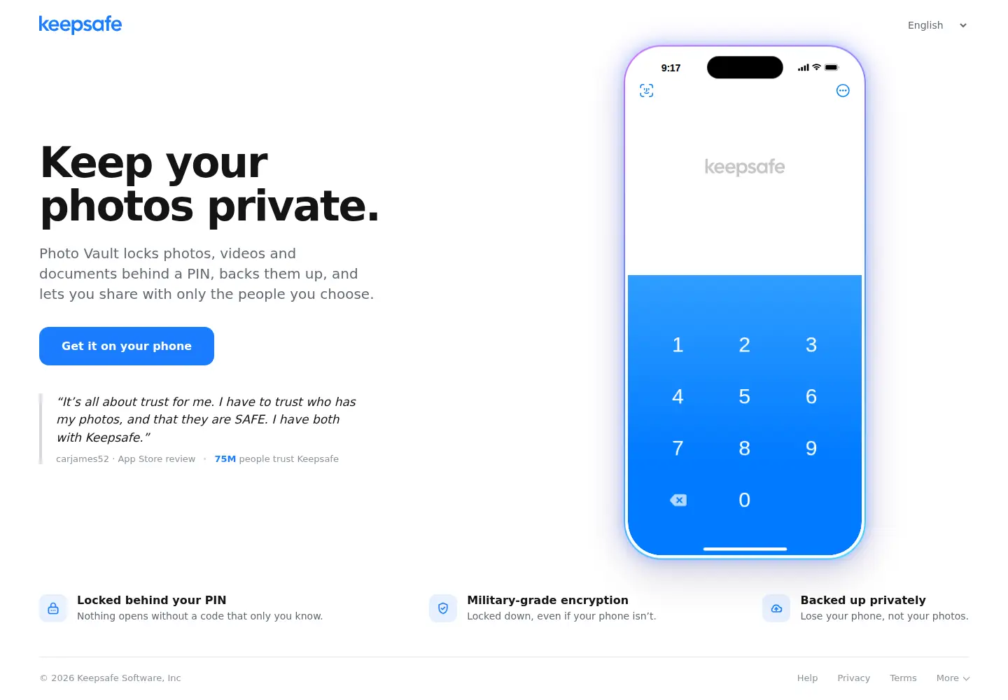 Screenshot of getkeepsafe.com