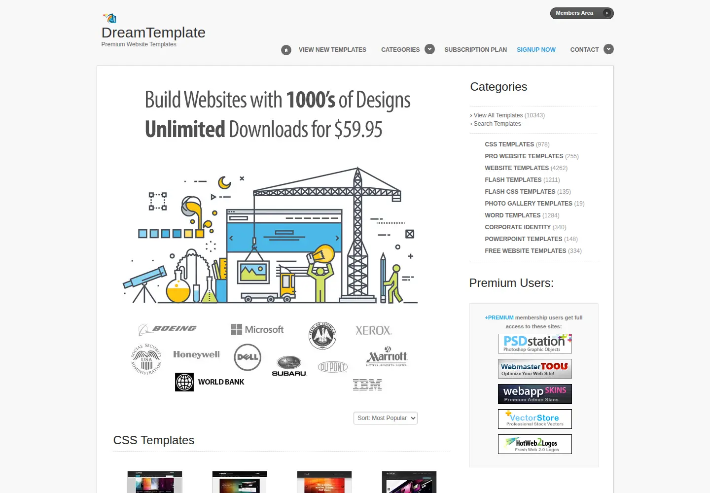 Screenshot of dreamtemplate.com