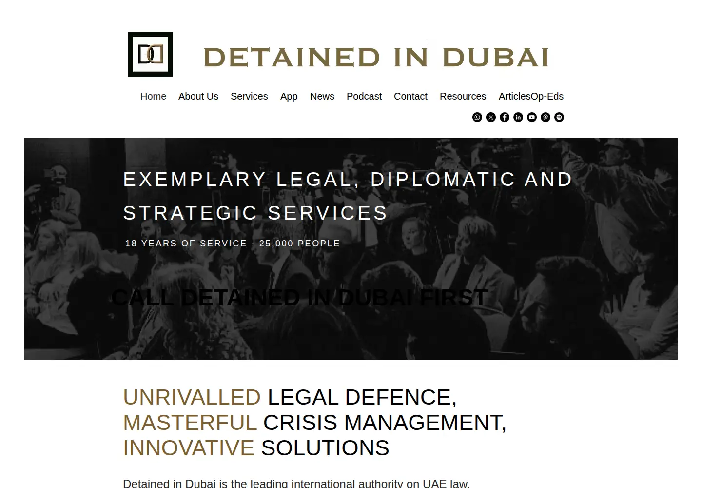 Captured homepage of detainedindubai.org in the current scan