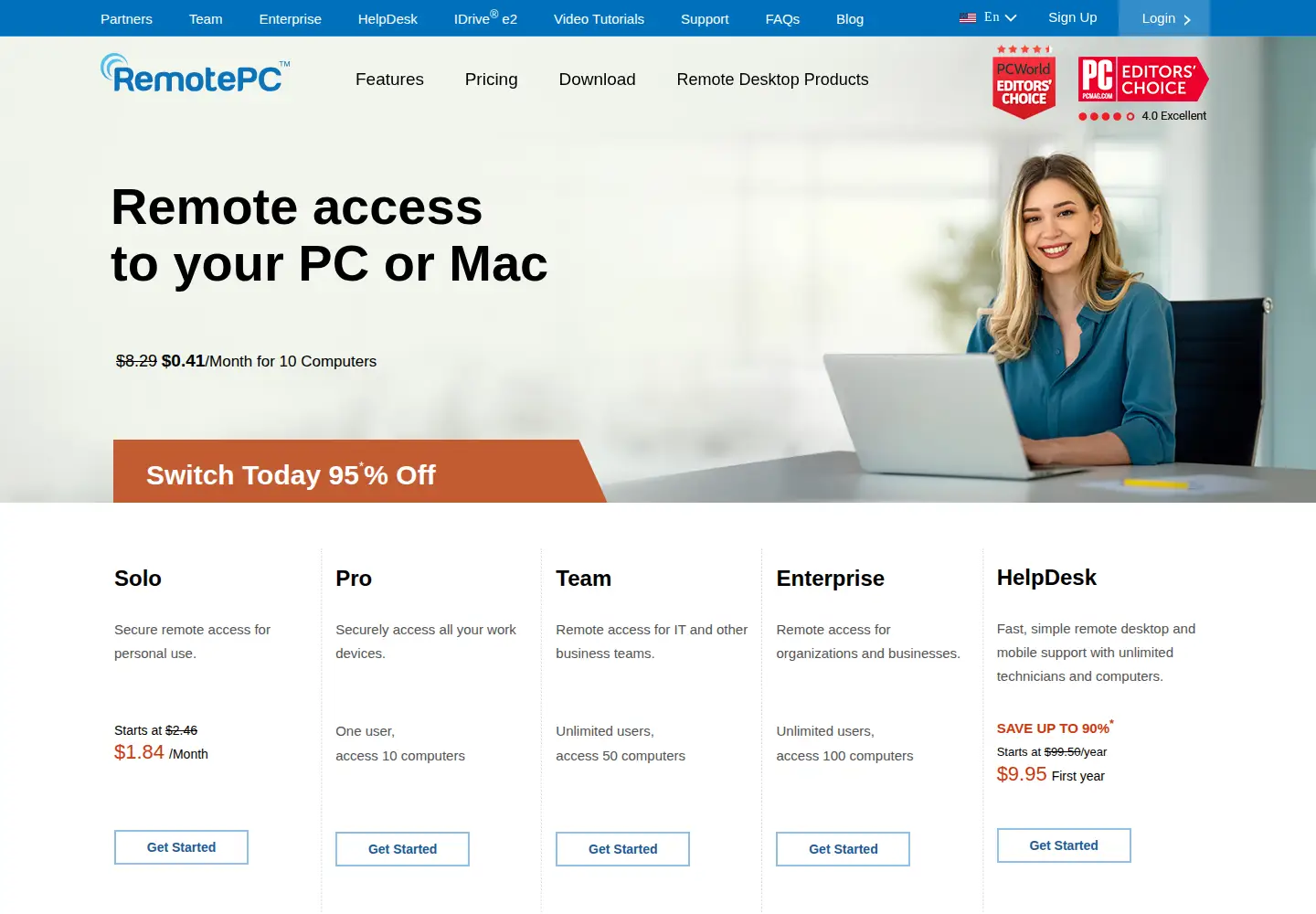 Screenshot of remotepc.com