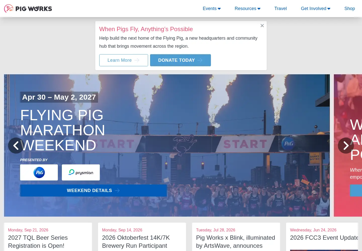 Screenshot of flyingpigmarathon.com