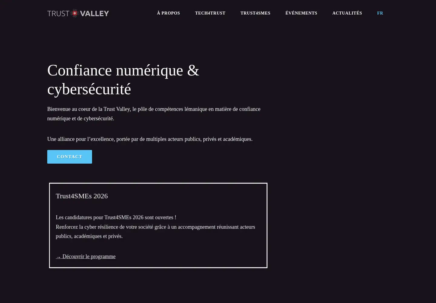 Captured homepage of trustvalley.swiss in the current scan
