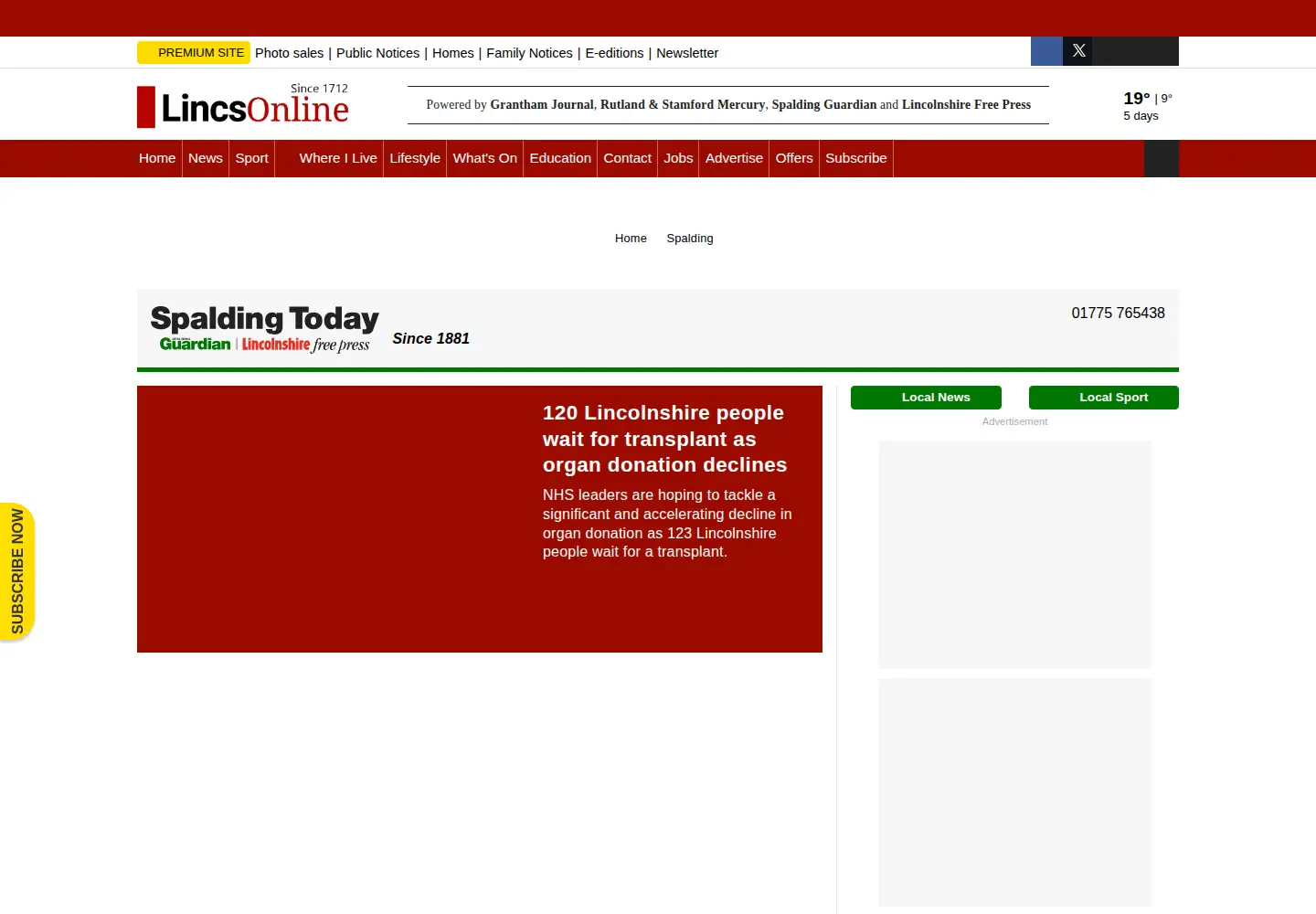 Screenshot of spaldingtoday.co.uk