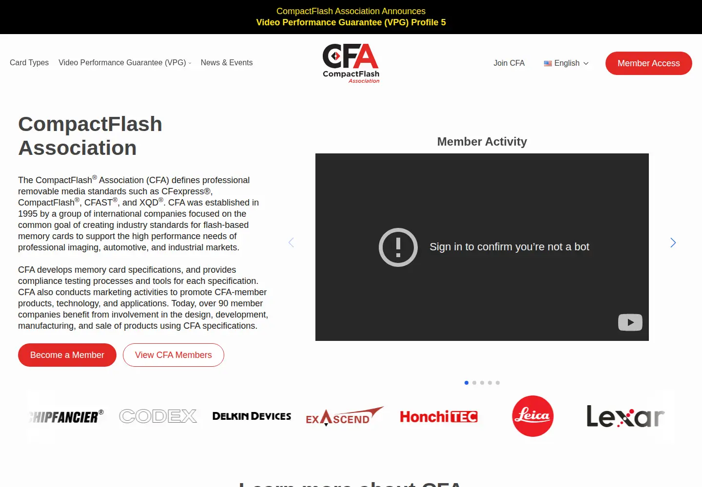 Screenshot of compactflash.org
