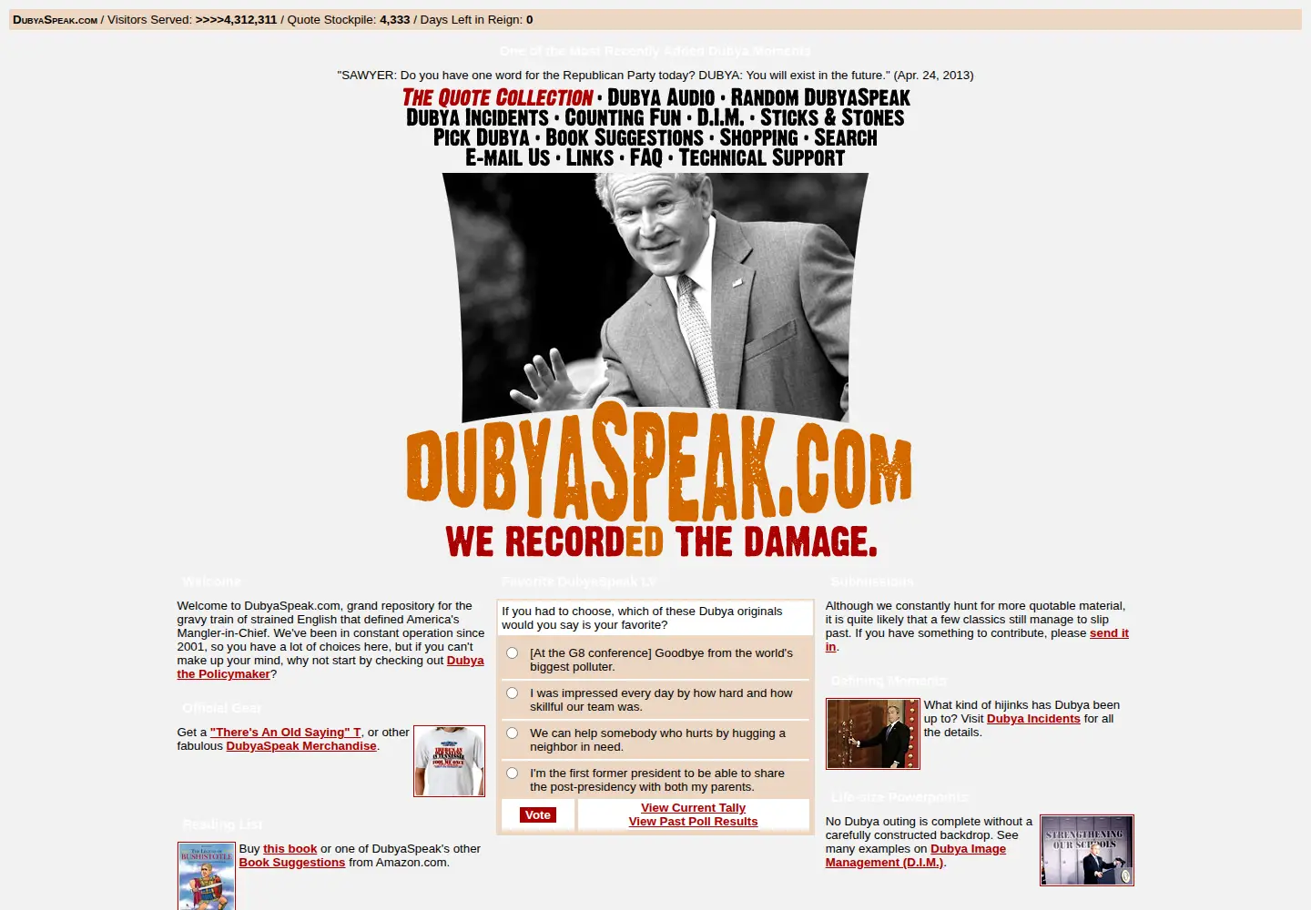 Screenshot of dubyaspeak.com