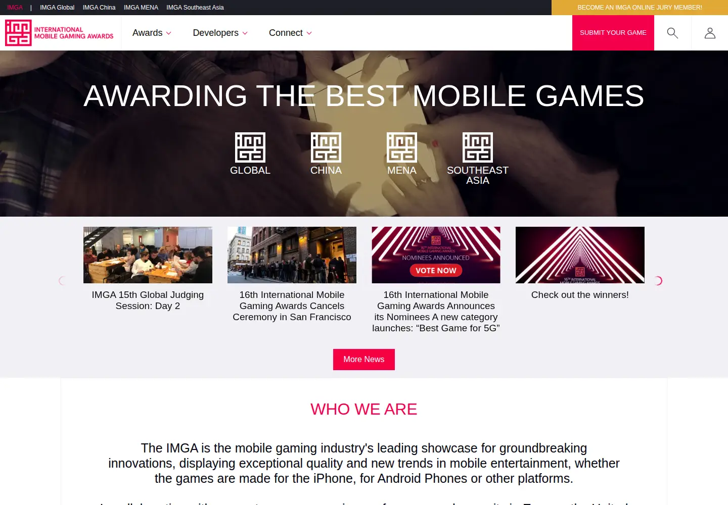 Captured homepage of imgawards.com in the current scan