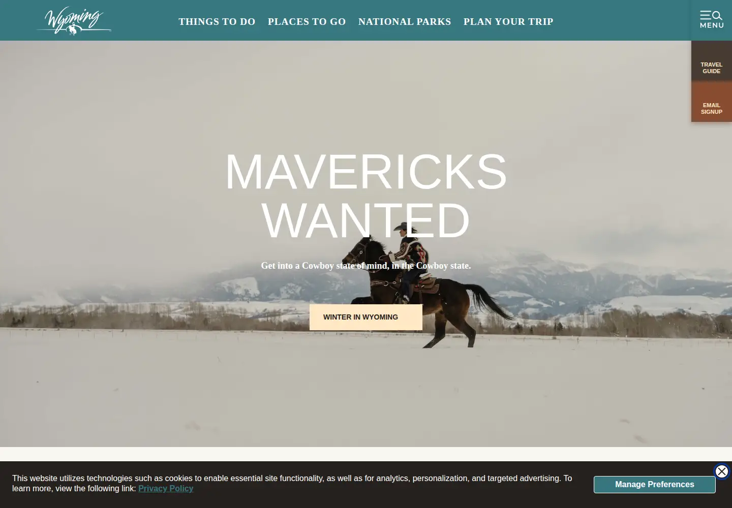 Screenshot of wyomingtourism.org