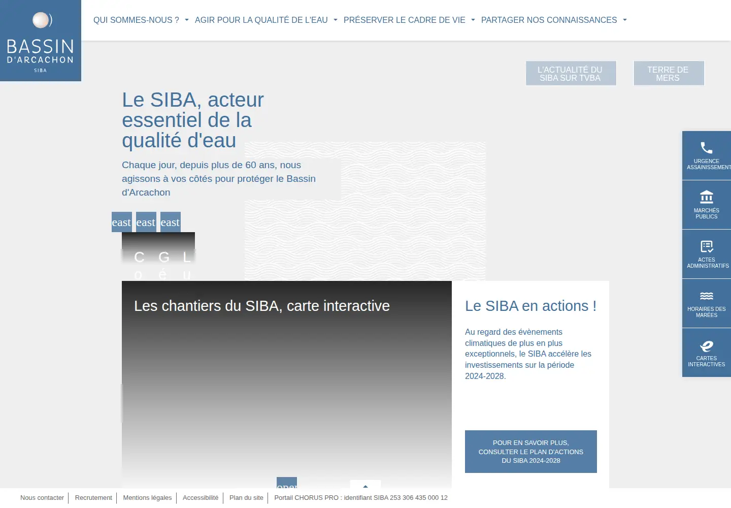 Captured homepage of siba-bassin-arcachon.fr in the current scan