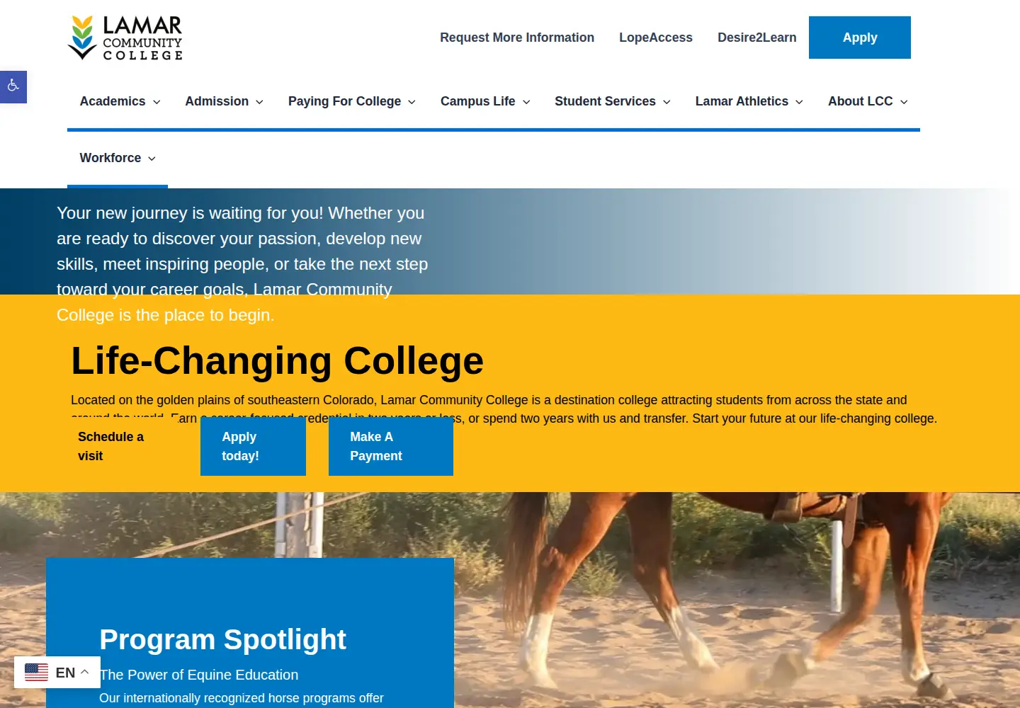Screenshot of lamarcc.edu