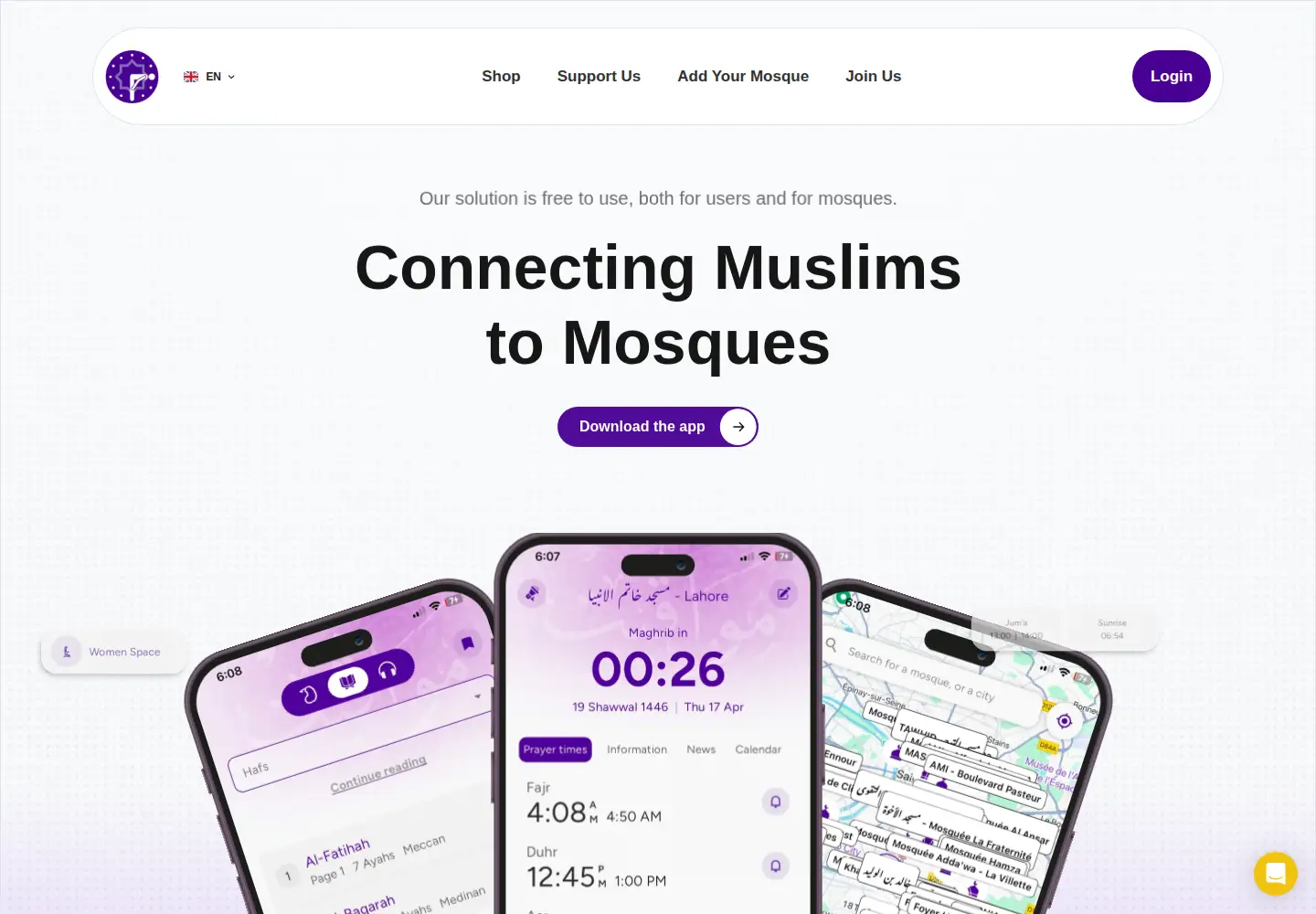Screenshot of mawaqit.net