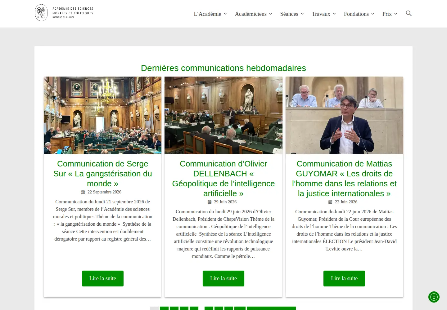 Captured homepage of academiesciencesmoralesetpolitiques.fr in the current scan