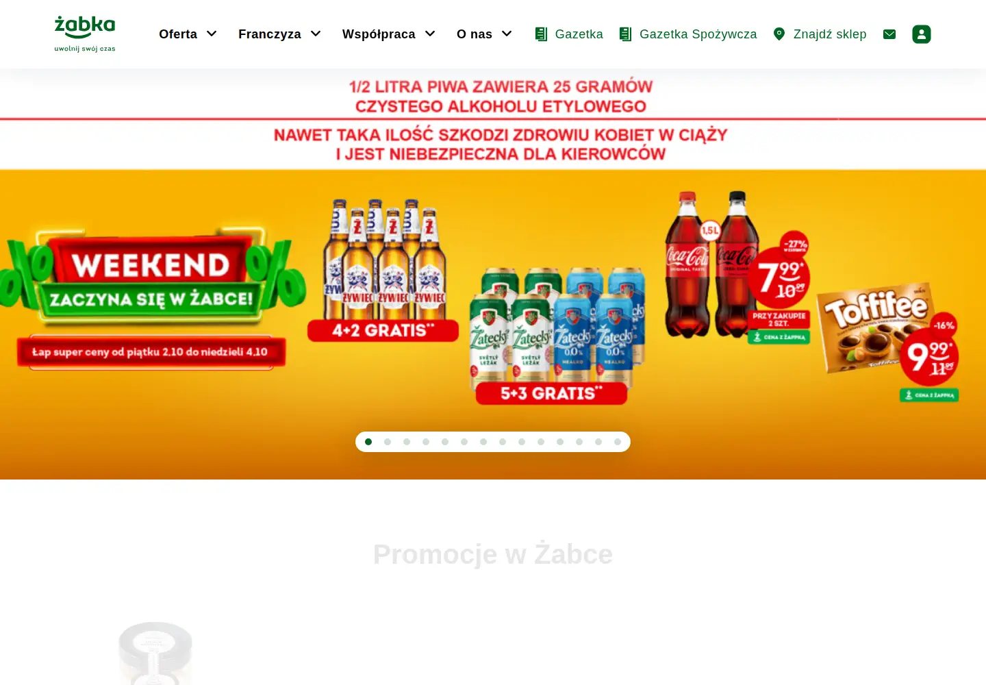 Captured homepage of zabka.pl in the current scan