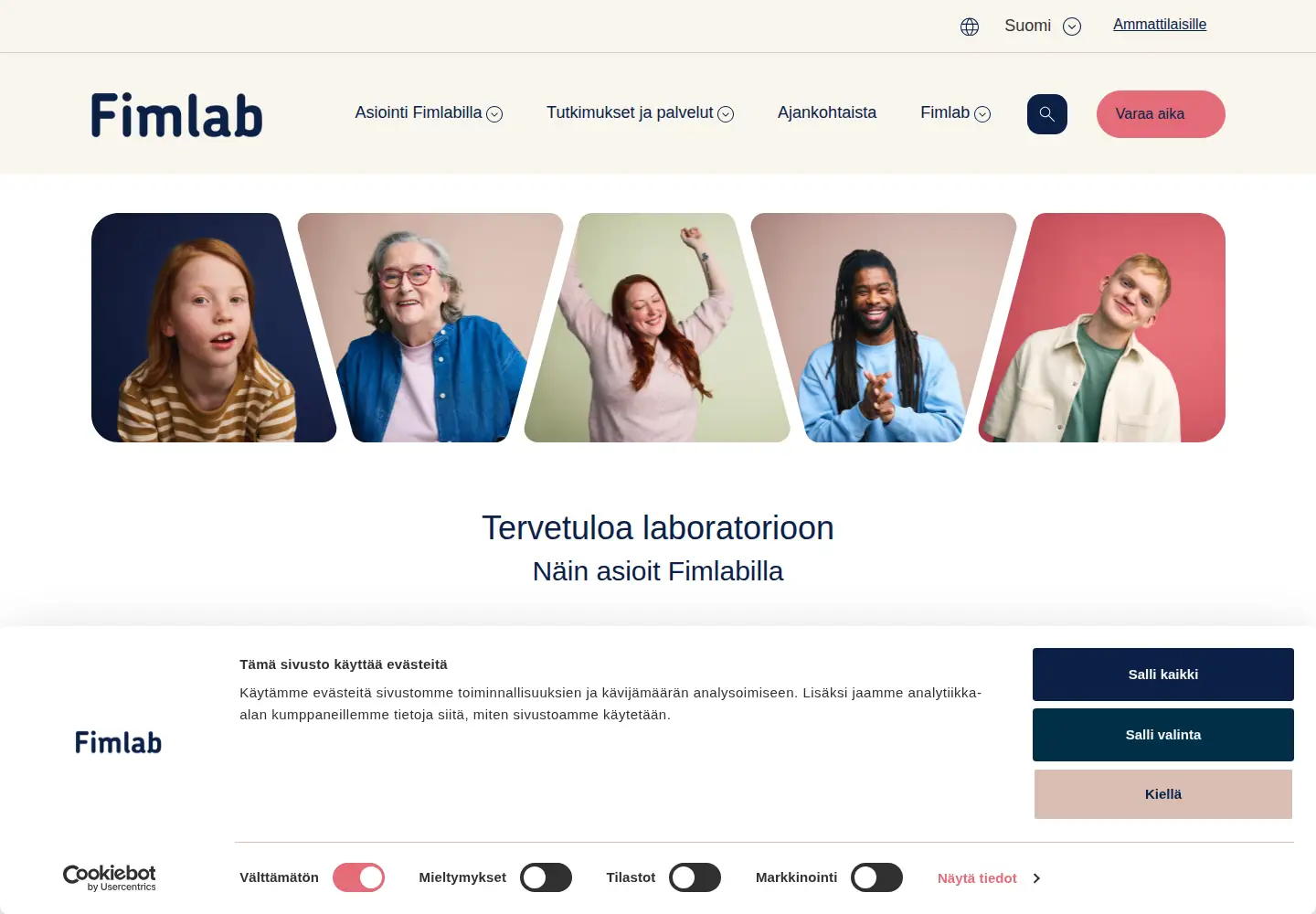 Captured homepage of fimlab.fi in the current scan