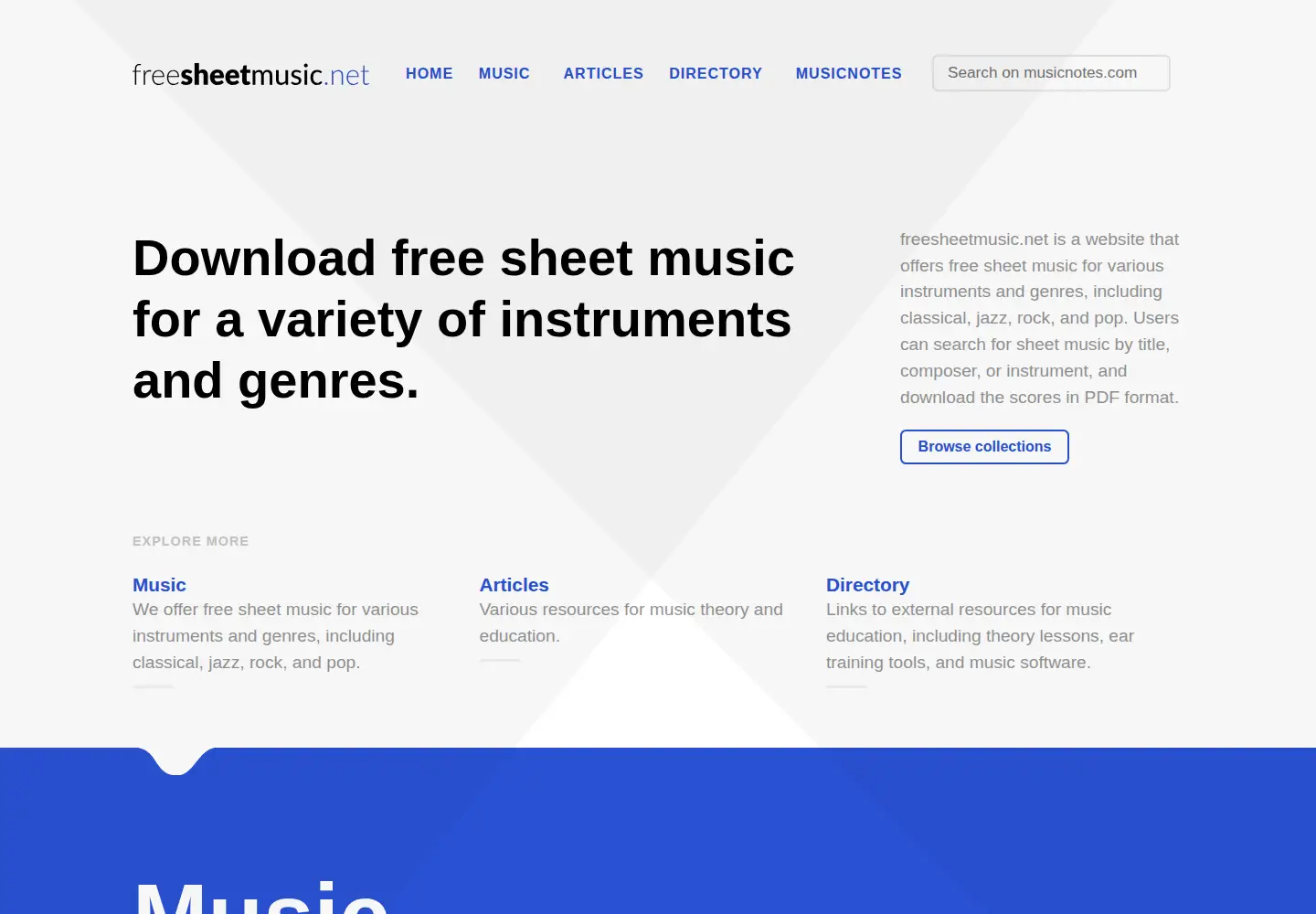 Screenshot of freesheetmusic.net