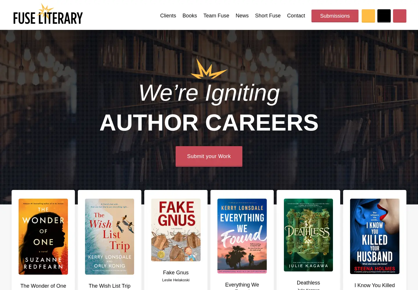 Captured homepage of fuseliterary.com in the current scan